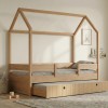 Casakids Kiddy Natural Παιδικό Κρεβάτι Montessori 3 σε 1 με Αφαιρούμενη Σκεπή 110cm
